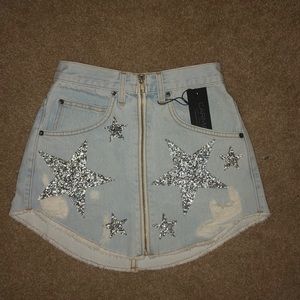 LF Star print denim skirt